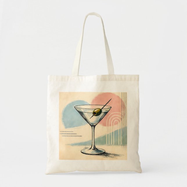 Mid Century Modern Martini Pastell Minimalistisk K Tygkasse (Framsidan)