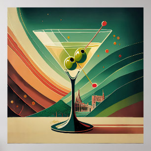Mid Century Modern Martini Resa Kyrksikt Poster