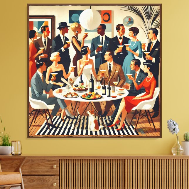 Mid Century Modern Martiniintellektuella  Canvastryck (Insitu (Vardagsrum))
