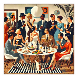 Mid Century Modern Martiniintellektuella Fototryck