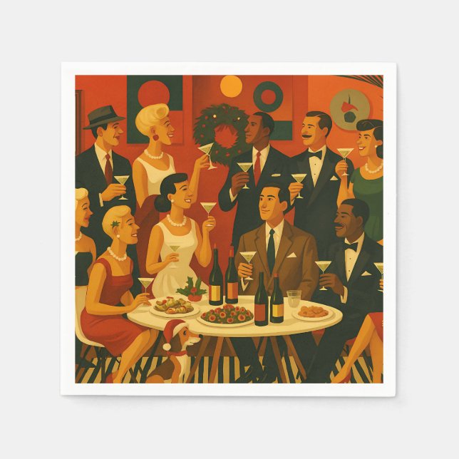 Mid Century Modern Martiniintellektuella jul Pappersservett (Framsidan)