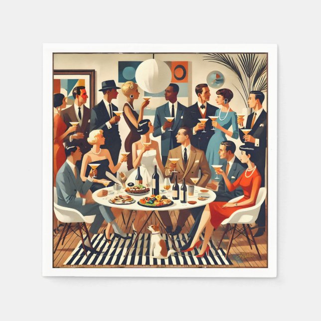 Mid Century Modern Martiniintellektuella  Pappersservett (Framsidan)