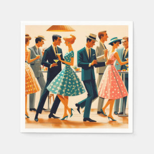 Mid Century Modern Martinis Dancing Cocktail Party Pappersservett