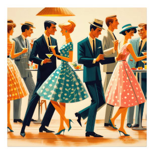 Mid Century Modern Martinis Dansfest Cocktailparty Fototryck