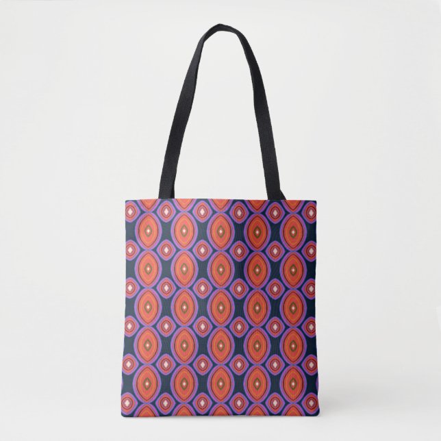 Mid Century Modern Maximalist Svart Orange Lila  Tygkasse (Framsida)