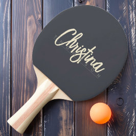 Mid-Century Modern Medelhavsstil Grå Målad Namn Pingisracket