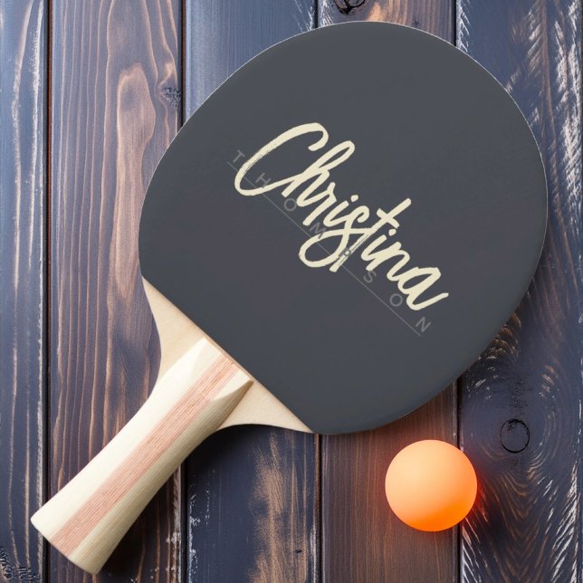 Mid-Century Modern Medelhavsstil Grå Målad Namn Pingisracket (Skapare uppladdad)