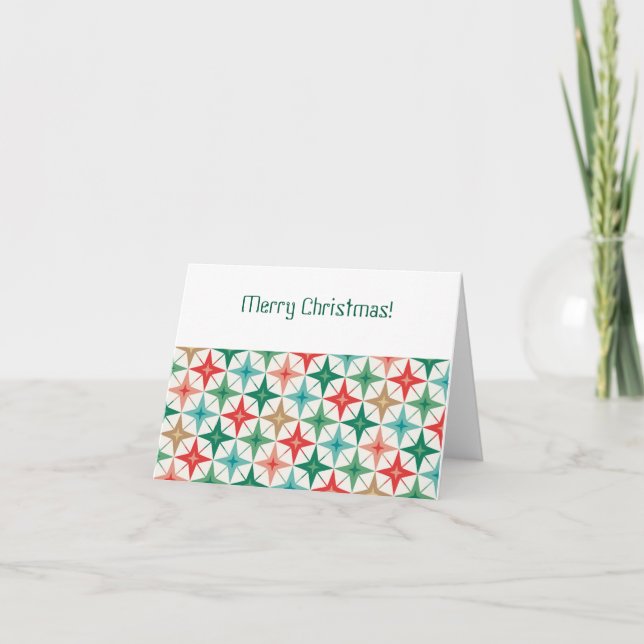 Mid Century Modern Merry Christmas Card Tack Kort (Framsida)