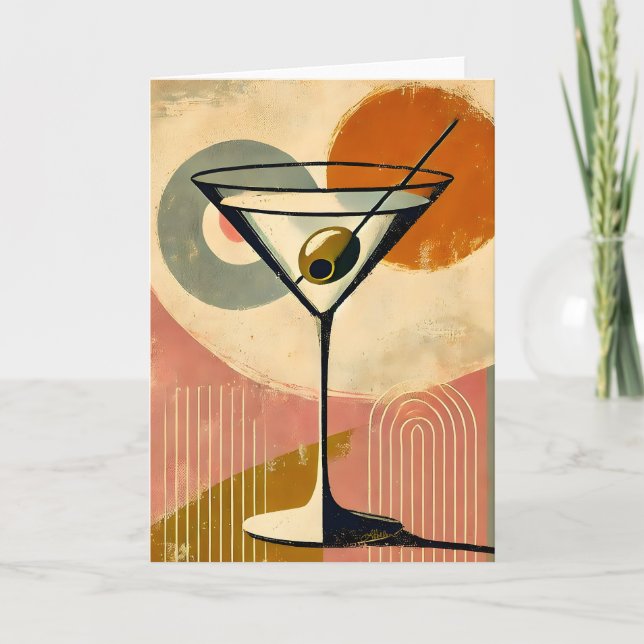 Mid Century Modern Minimalist Art Martini Kort (Framsida)