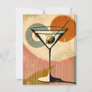 Mid Century Modern Minimalist Art Martini Vykort