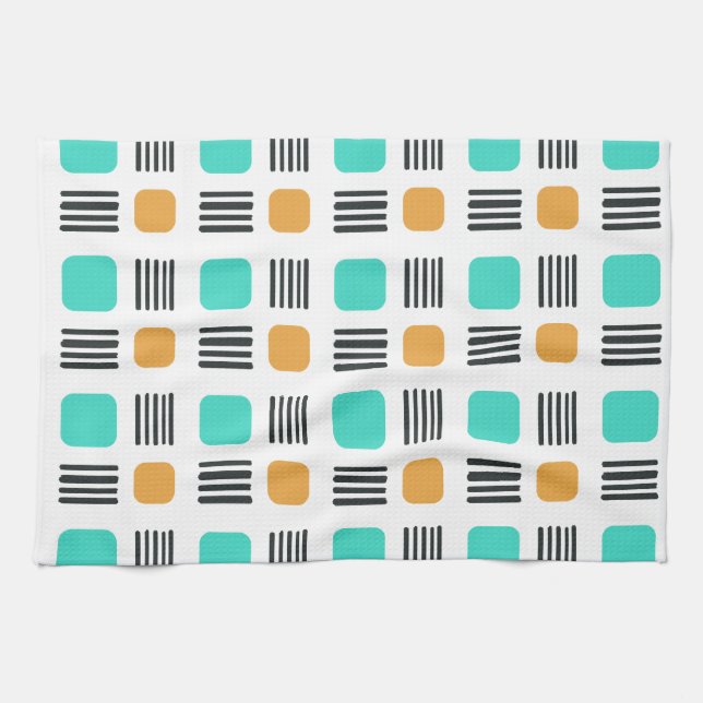 Mid Century Modern Minimalist Squares Lines Kökshandduk (Horisontell)