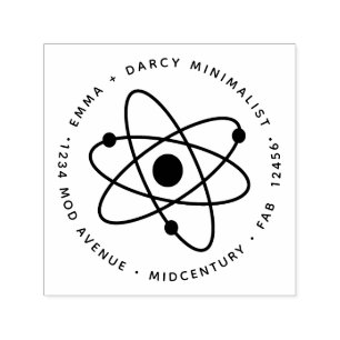 Mid-Century Modern Minimalistisk Atom Molekyl Självfärgande Stämpel
