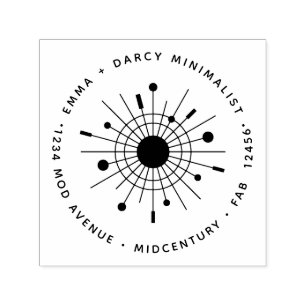 Mid-Century Modern Minimalistisk Atomisk Solstråle Självfärgande Stämpel