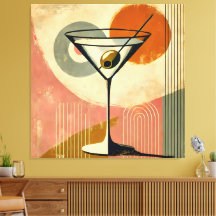 Mid Century Modern Minimalistisk Konst Martini
