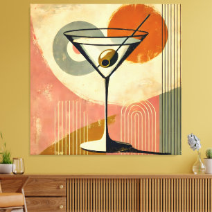 Mid Century Modern Minimalistisk Konst Martini Canvastryck