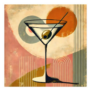Mid Century Modern Minimalistisk Konst Martini Fototryck