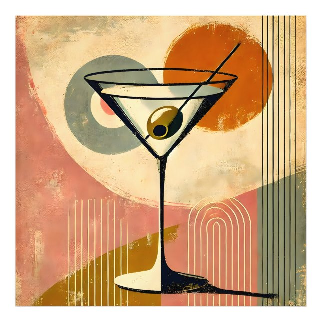Mid Century Modern minimalistisk konst Martini Fototryck (Framsidan)