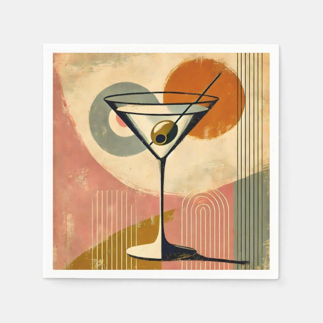 Mid Century Modern Minimalistisk Konst Martini Pappersservett (Framsidan)