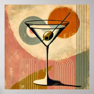 Mid Century Modern Minimalistisk konst Martini Poster