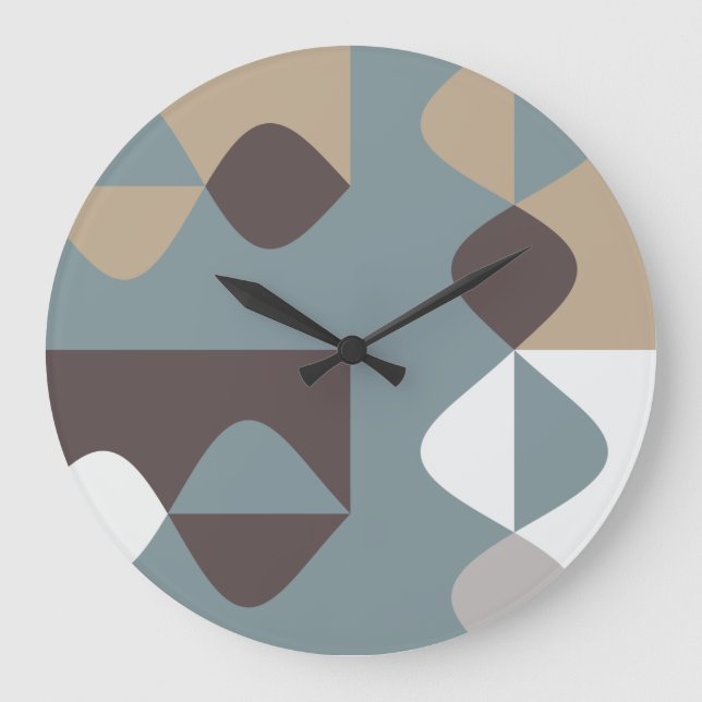 Mid Century Modern - Mint Chocolate Caramel Stor Klocka (Framsida)