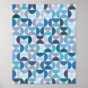 Mid Century Modern Mönster Blue Poster