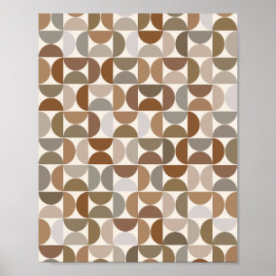 Mid Century Modern Mönster Earth Tones Terracotta Poster