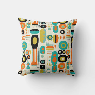 Mid Century Modern Mönster Färgrik RETRO Kudde