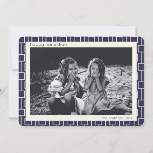 Mid Century Modern Mönster i Blue Hanukkah Photo Julkort