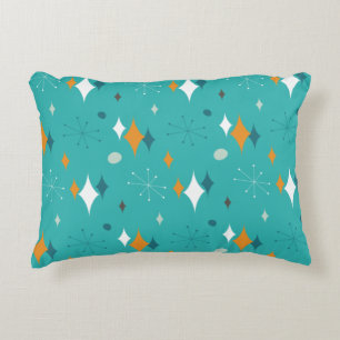 Mid Century Modern Mönster i Teal Prydnadskudde