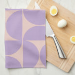 Mid Century Modern Mönster Lavender Kökshandduk<br><div class="desc">Retro Mid Century Modern Mönster - Geometriska former för Abstrakt - Minimalistiskt Mönster i lavender/lila/lilac och beige.</div>