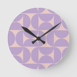 Mid Century Modern Mönster Lavender Rund Klocka