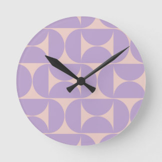 Mid Century Modern Mönster Lavender Rund Klocka