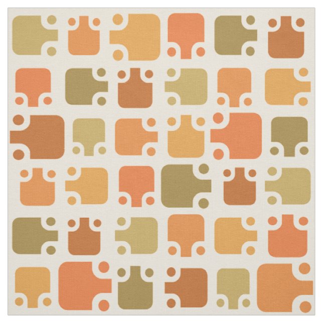 Mid Century Modern Mönster Ochre Tyg (Provkarta)