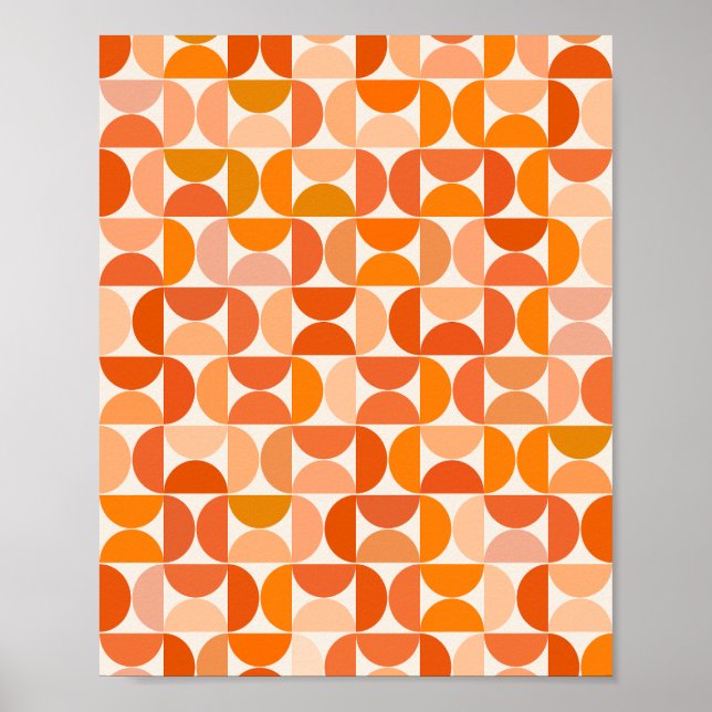 Mid Century Modern Mönster Orange Poster (Framsidan)