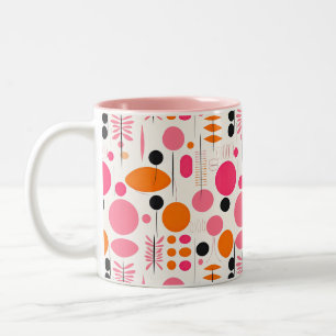 Mid Century Modern Mönster Pastel Bohemian RETRO Två-Tonad Mugg
