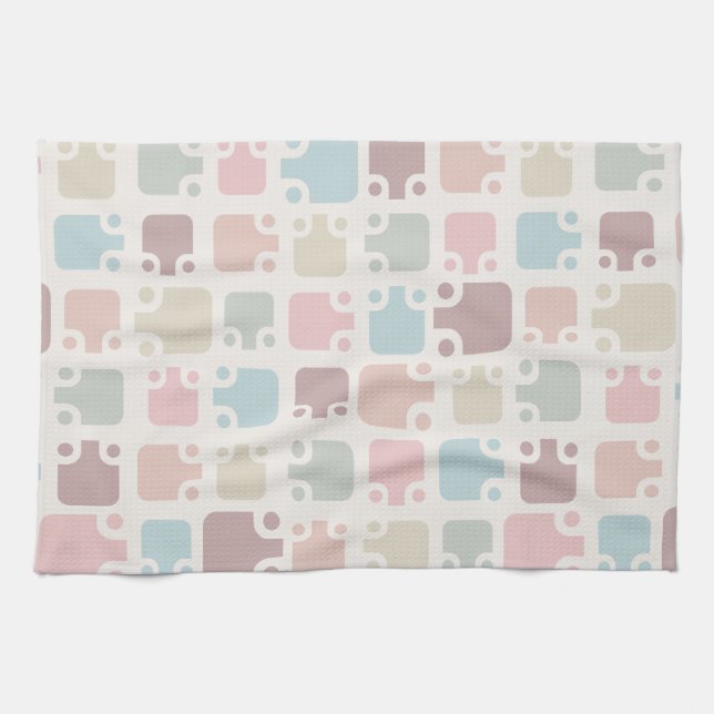 Mid Century Modern Mönster Pastel Kökshandduk (Horisontell)