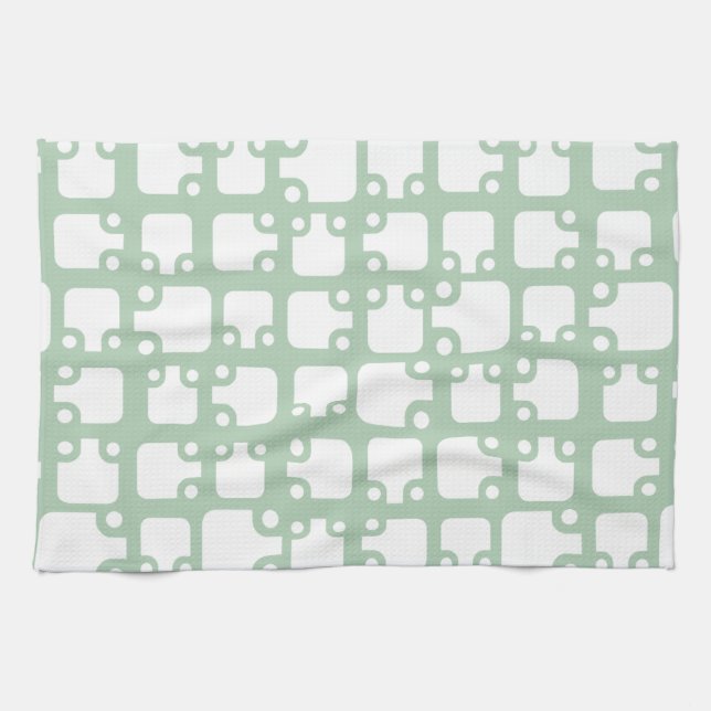Mid Century Modern Mönster Sage Grönt 2 Kökshandduk (Horisontell)