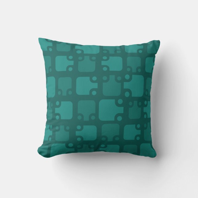 Mid Century Modern Mönster Teal Kudde (Framsida)