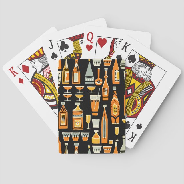 Mid-Century Modern Night Life Mönster Casinokort (Baksidan)