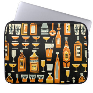 Mid-Century Modern Night Life Mönster Laptop Fodral