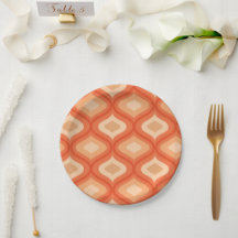 Mid century Modern Ogee Orange och Beige