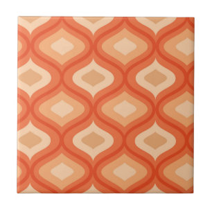 Mid Century Modern Ogee Orange och Beige Kakelplatta