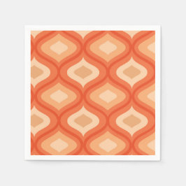 Mid century modern ogee orange och beige pappersservett