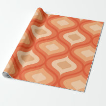 Mid century modern ogee orange och beige