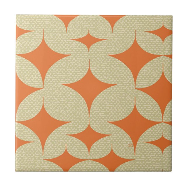 Mid Century Modern Orange Diamond  Kakelplatta (Framsidan)