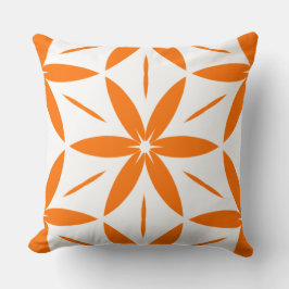 Mid-Century Modern Orange Geometric Floral Kudde