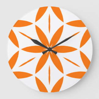 Mid-Century Modern Orange Geometric Floral Stor Klocka