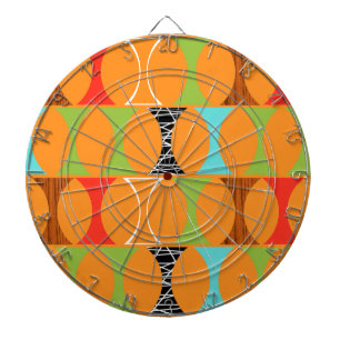 Mid Century Modern Orange Mönster Dart Board Piltavla