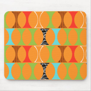 Mid Century Modern Orange Mönster Mousepad Musmatta