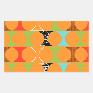 Mid Century Modern Orange Mönster Stickers Rektangulärt Klistermärke